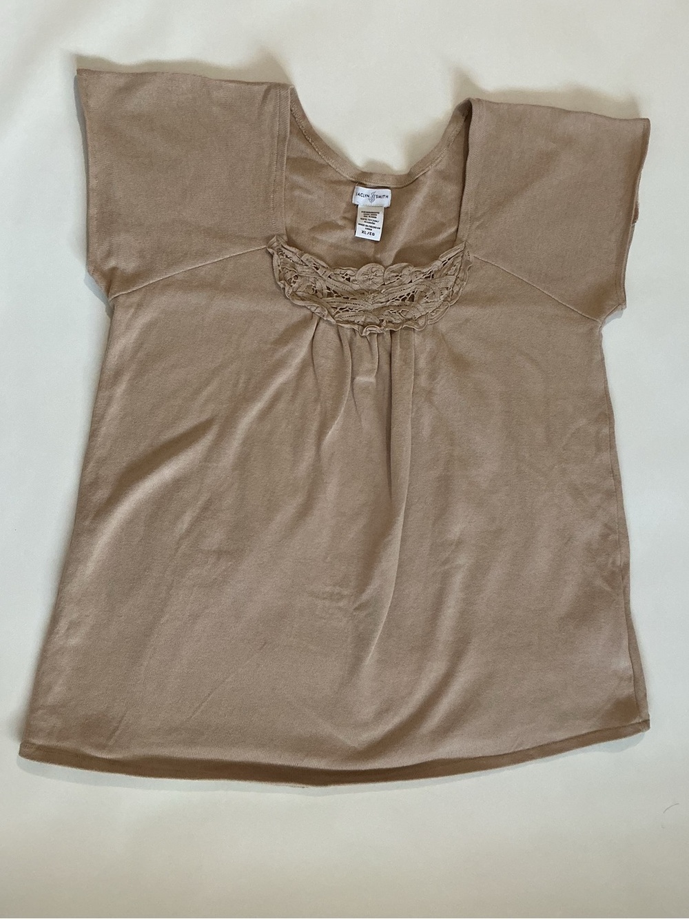 Tan Lace Y2K Fairycore Top Bow Detail Bbaydoll Blouse XL